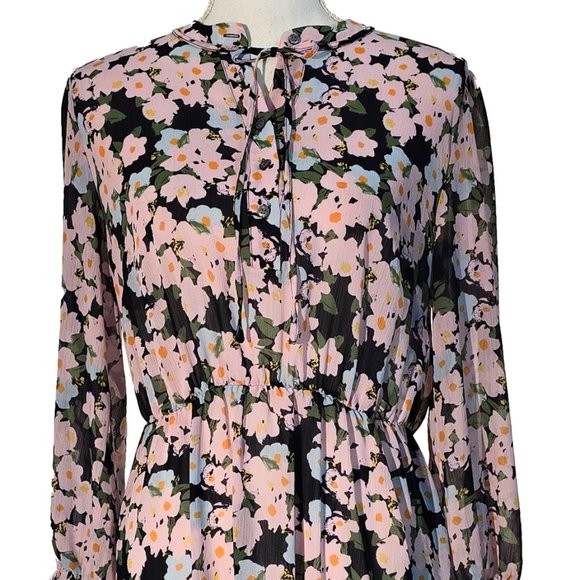 J. Crew Mercantile Sheer Pink Floral-on-Navy Dress - Picture 6 of 10